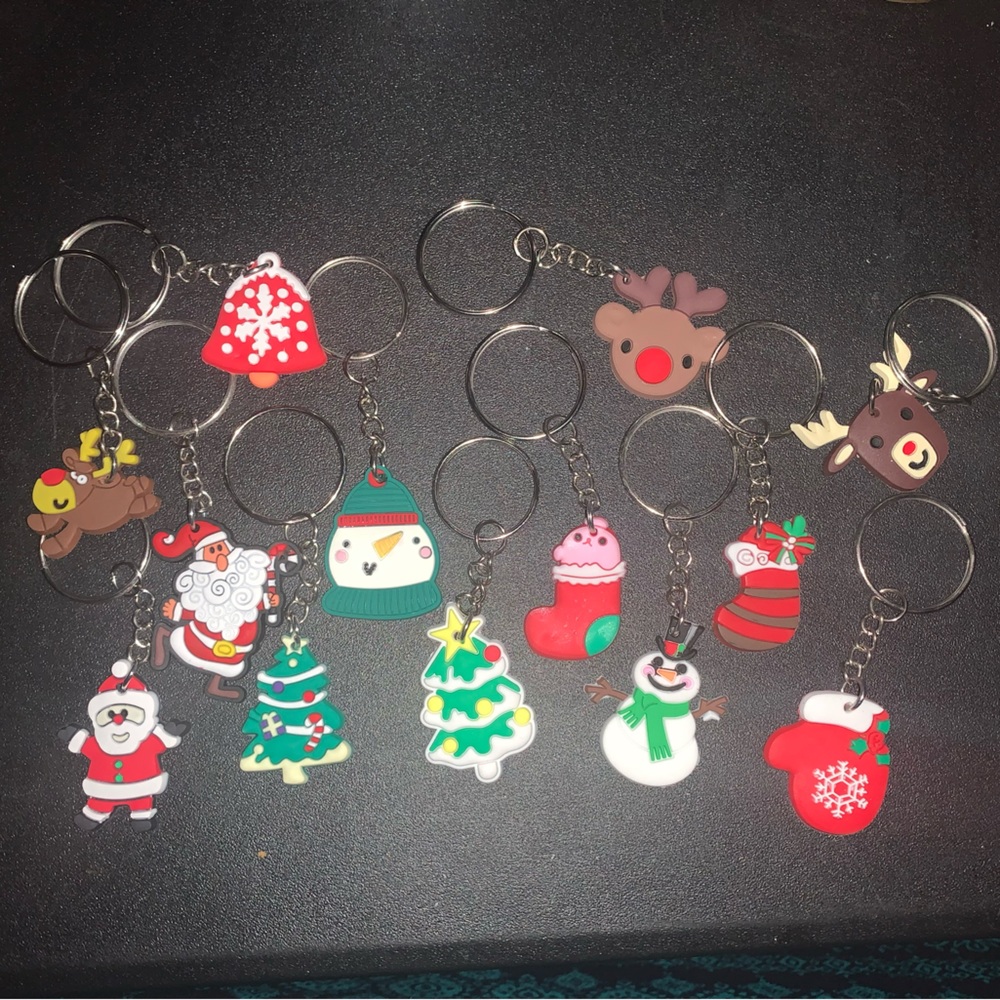 - Lot of 13 Christmas Santa Reindeer Keychains